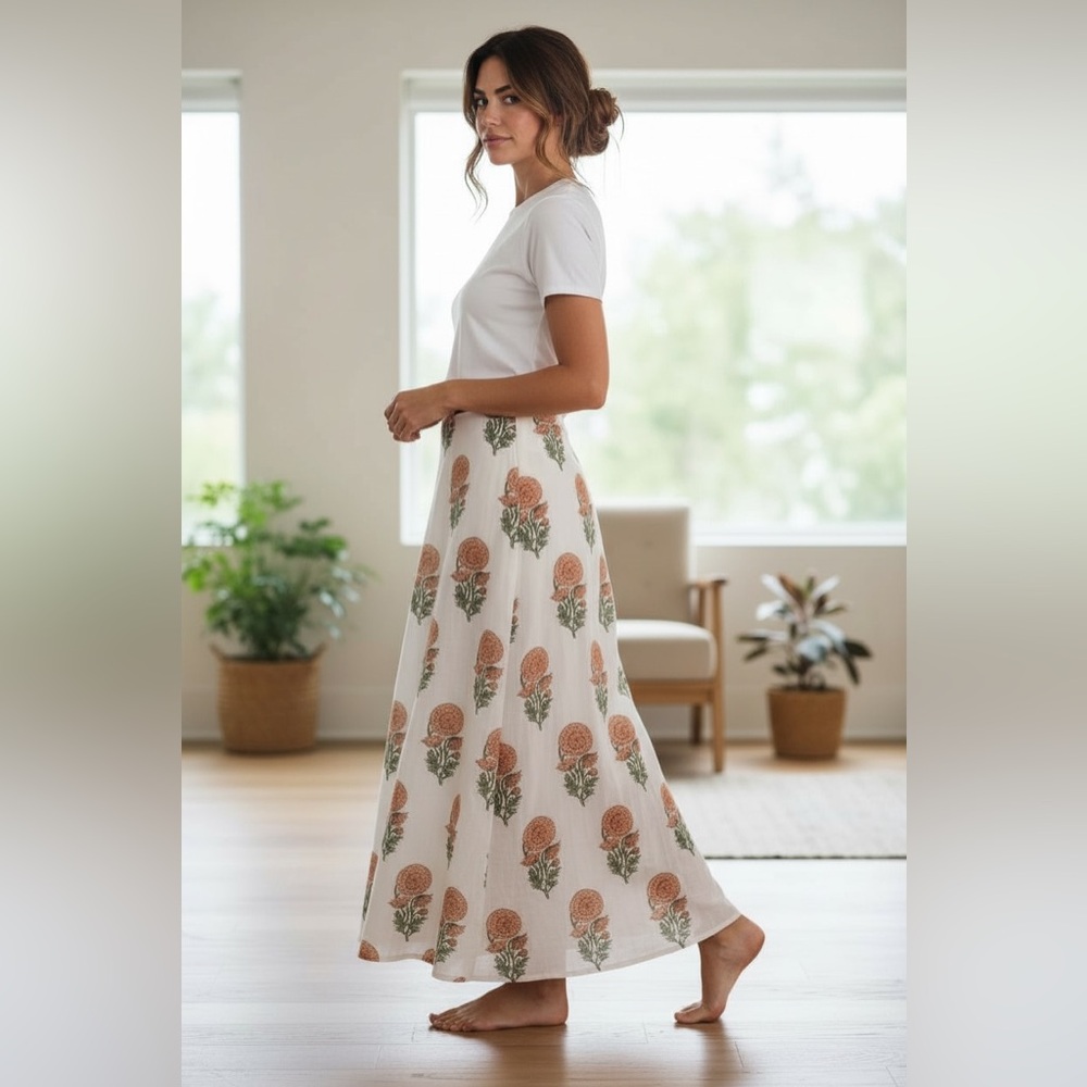 Ash & Eden floral cottagecore wrap maxi skirt. Size Large